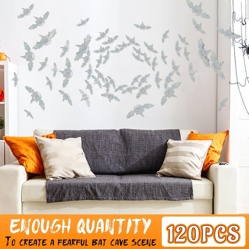 DELEMI 120 Pcs 3D Pumpkin Wall Decor,Halloween Decoration Waterproof Spooky Stickers for Room Decals Party Supplies Home Decoration (Silver Pumpkin) - Image 4
